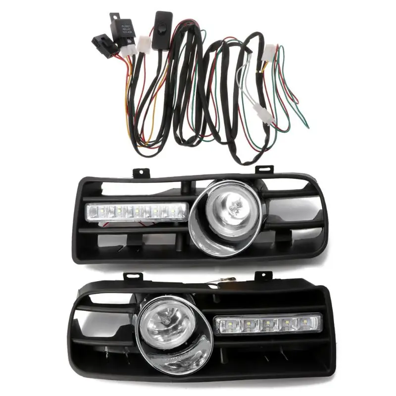  One Pair Front Lower Side Bumper Grille With LED Fog Light & DRL Light For volkswagen GOLF MK4 - 32967699050
