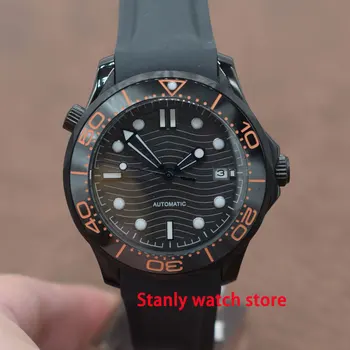 

Sapphire crystal 41mm grey sterile shallow waves dial luminous marks pvd coated case luminous marks automatic movement men watch