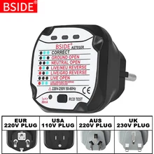 Электрическая розетка тест er BSIDE AST01 EU US UK AU вилка RCD GFCI тест-детектор напряжения в розетке заземление Zero линия вилка полярность фаза проверка