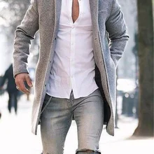 Осенние Длинные мужские тренчи повседневные толстые шерстяные свободные ветровки зимняя куртка винтажного размера плюс пальто 3XL