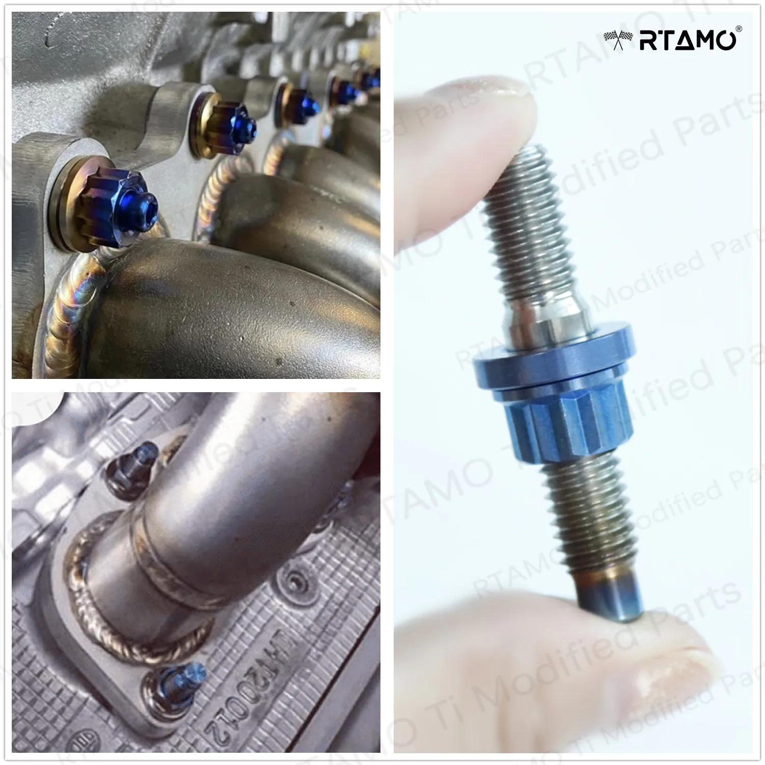 

(Single Piece) RTAMO |Universal Titanium Intake or Exhaust Manifold Stud M8 x1.25MM x 45MM and M10X1.25PX55L