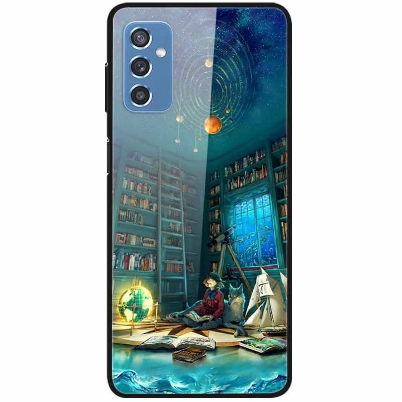 Luxury Print Case For Samsung Galaxy M52 5G Case for Galaxy m52 5G Cover Tempered Glass Phone Funda Back Cases M 52 2021 NEW cute phone cases for samsung 