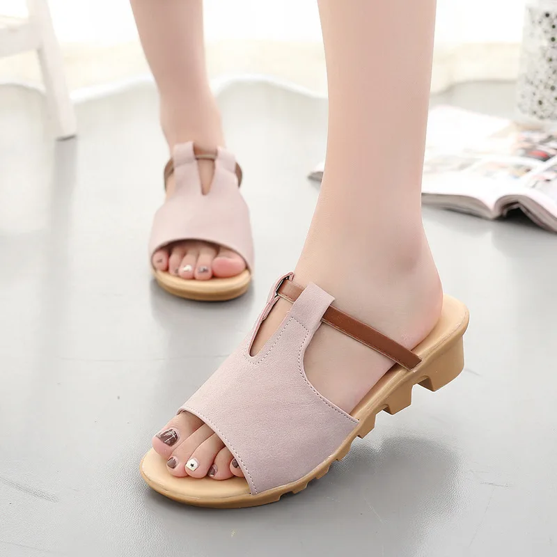 

2016 Spring And Summer Summer Comfortable Casual Flat Sandals Tendon Anti-slip Flat Heel Shoes Soft Bottom Sandals Beach WOMEN'S