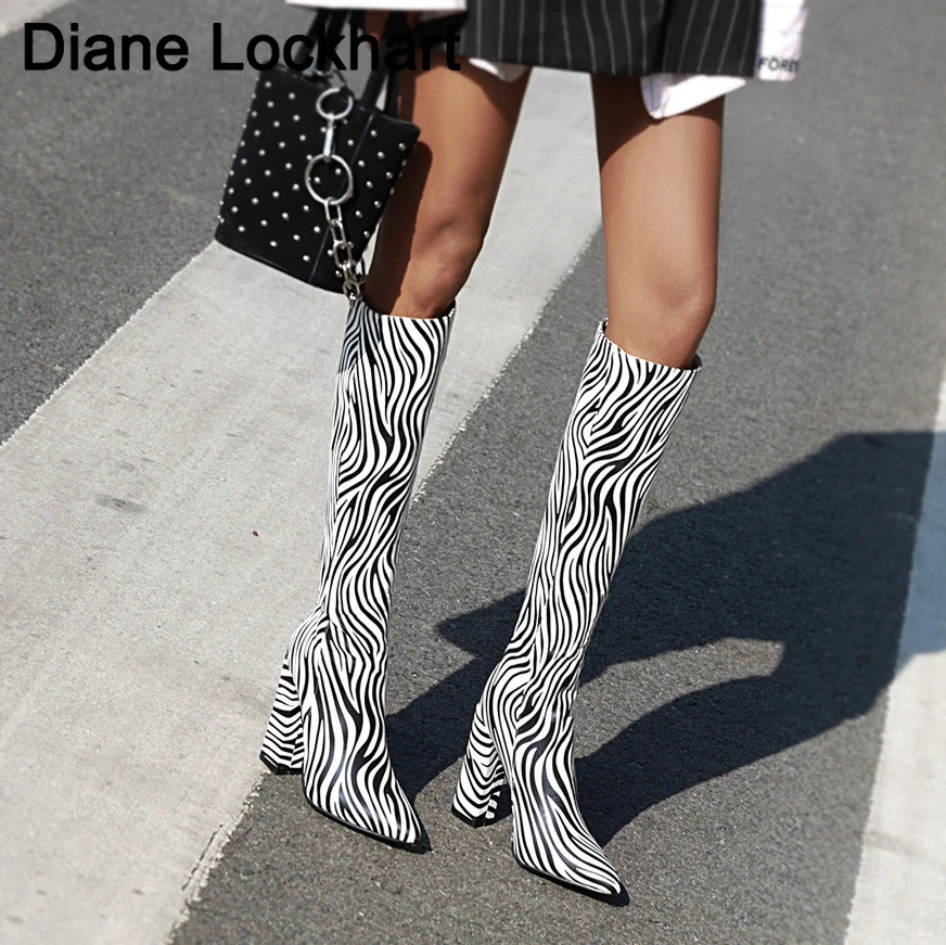 zebra print thigh high boots