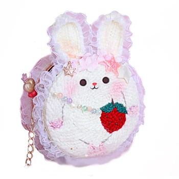 

DIY Knitting Wool Rug Hooking Kit Handcraft Woolen Embroidery Creative Gift with Poke Needle and Chain - Rabbit Bag