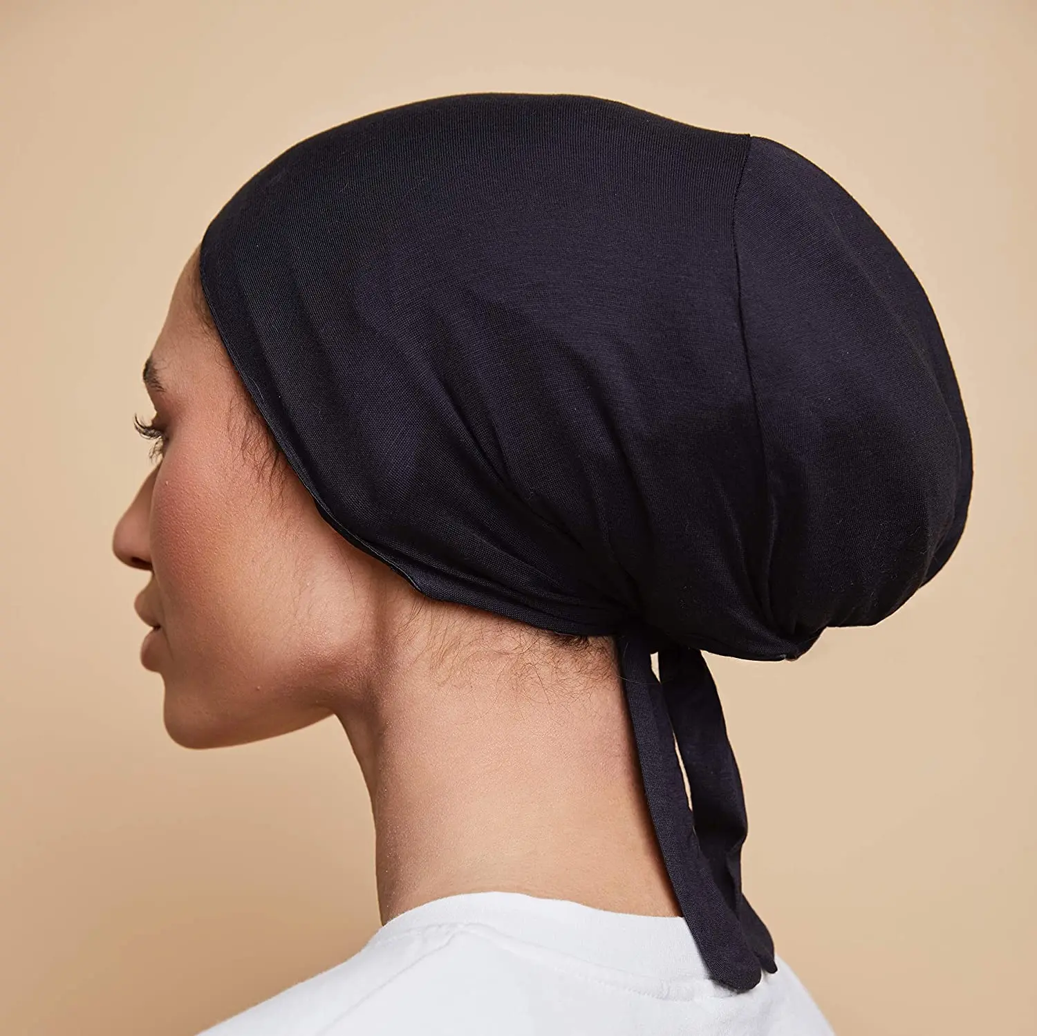 Black Modal Muslim Inner Hijab Cap Soft 