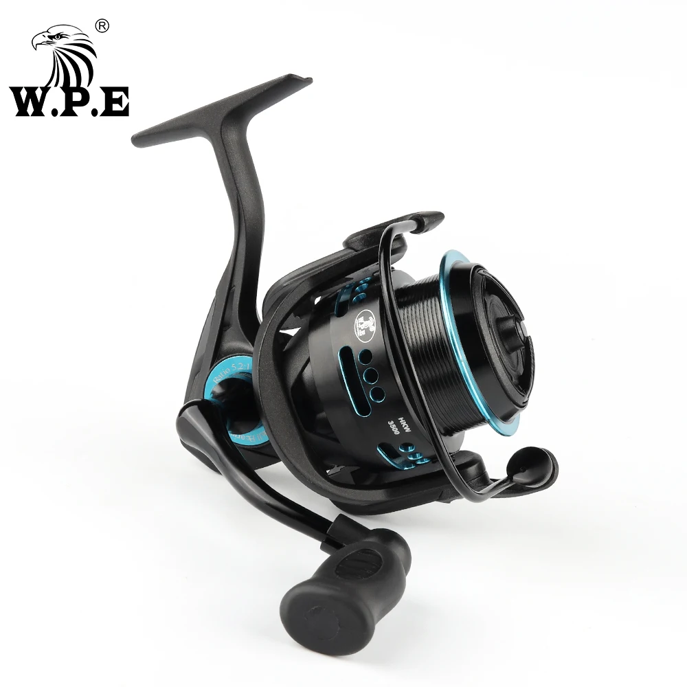 W.P.E Fishing Reel HKW 3500/4500 Spinning Fishing Reel 5.2:1 High Speed  Gear Ratio 5+1 BBs Carp Fishing Reel Tackle Metal Spool