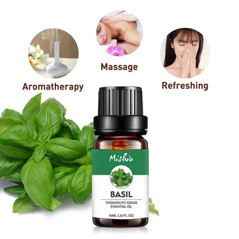 

Mishiu 10ML Basil Essential Oil Mental Alertness,Supports Sore Muscles Joints Fragrance Pure Natural Home Air Care