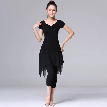 

Women Salsa Dancewear Dance Costume Training Suit For Female Adults Summer Short Sleeve Body Suit