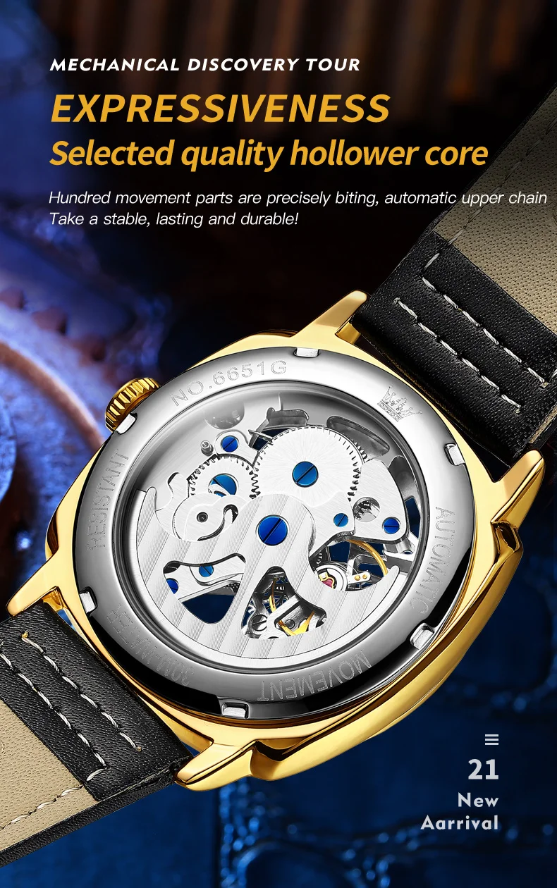 OLEVS Men's Watches Automatic Mechanical Men Watch Noctilucent Skeleton Sport Waterproof Watch For Men Relogio Masculino