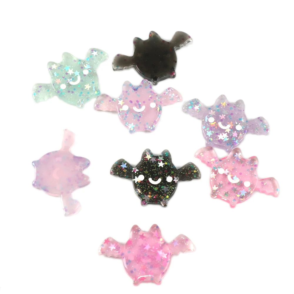 David accessories 10pcs/lot 38*25mm Glitter Bat Design 3D Resin DIY Bow Bag Shoes Handmade Material Home Decoration,10Yc8117