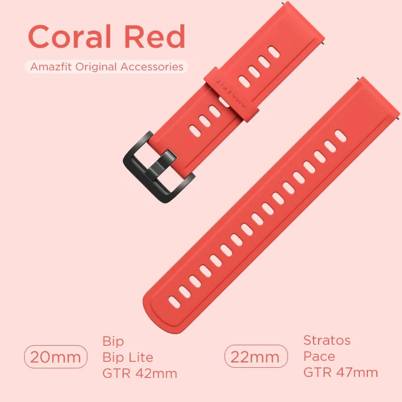 20 мм ремешок Huami Amazfit Смарт-часы ремешок для Xiaomi Amazfit Bip Pace Stratos GTR часы Amazfit Smartwatch - Цвет: Coral Red