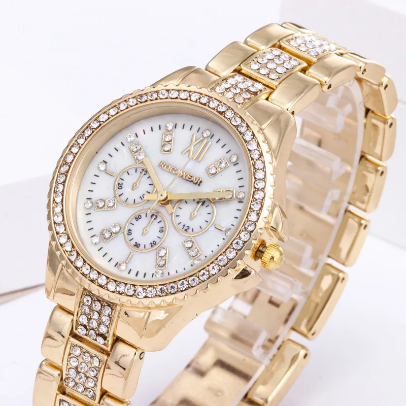 Reloj diamante,, модные золотые женские часы, роскошные хрустальные стразы, кварцевые наручные часы из нержавеющей стали