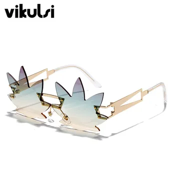 

Fashion Oversized Maple Leaf Shades For Women Gradient Sunglasses Women Men Trendy Rimless Flowers Sun Glasses For Female UV400