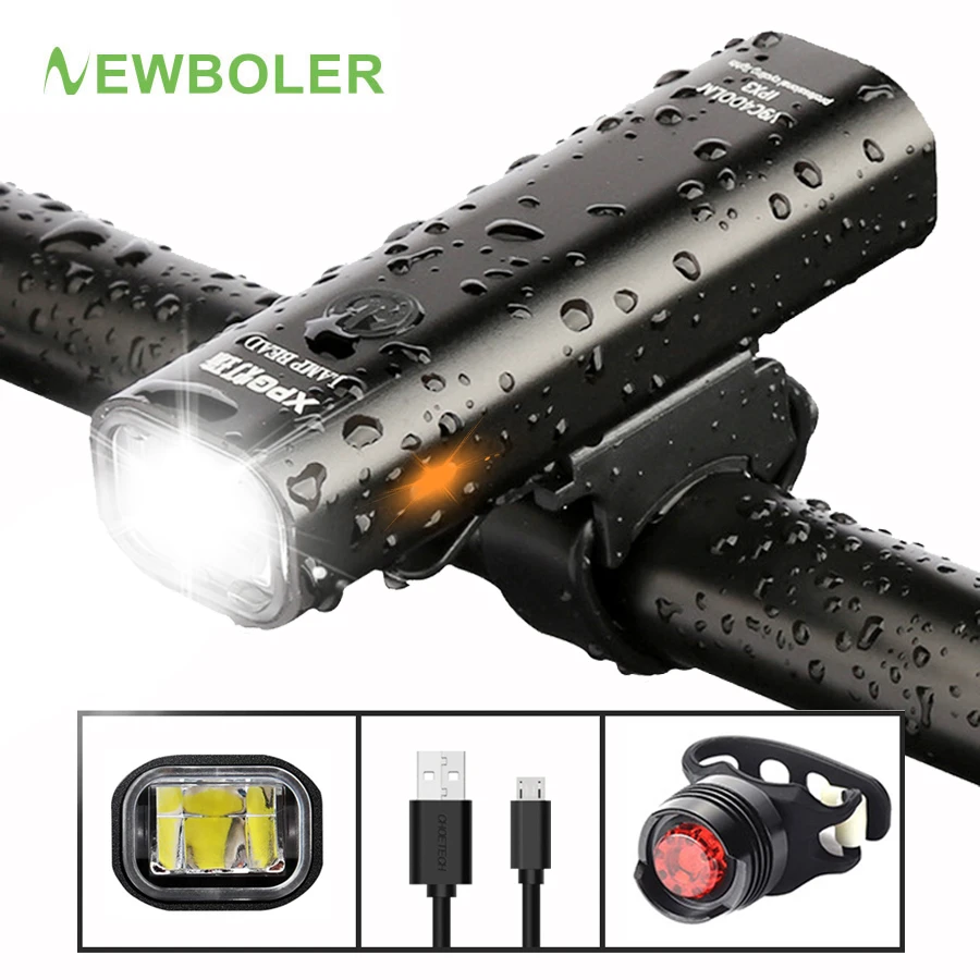 Kit éclairage lumière vélo phare avant arrière led lampe poche torche feux vtt