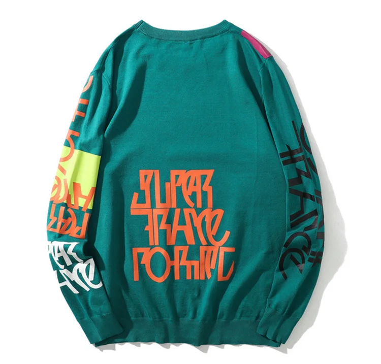 Aolamegs свитер мужской пуловер с принтом надписи в стиле граффити Забавный спортивный костюм хип-хоп мужские свитера вязаный уличный Повседневный уличная одежда