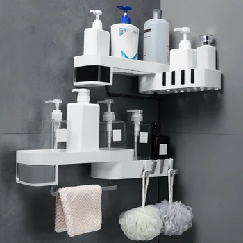 

Seamless Rotating Tripod Seamlessly Bathroom Shelf Corner Bath Storage Holder