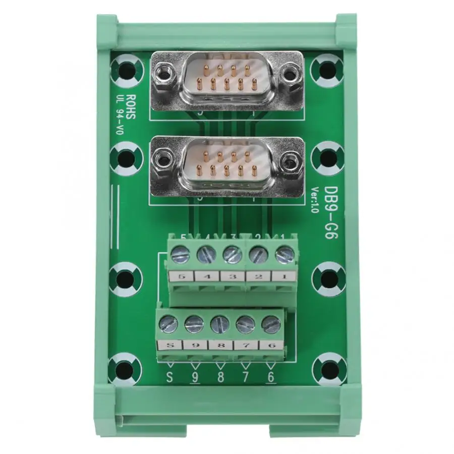 Conector DB9-G6 двойной мужской головкой DIN рейку интерфейс модуль клеммный блок доска провод без пайки Терминал