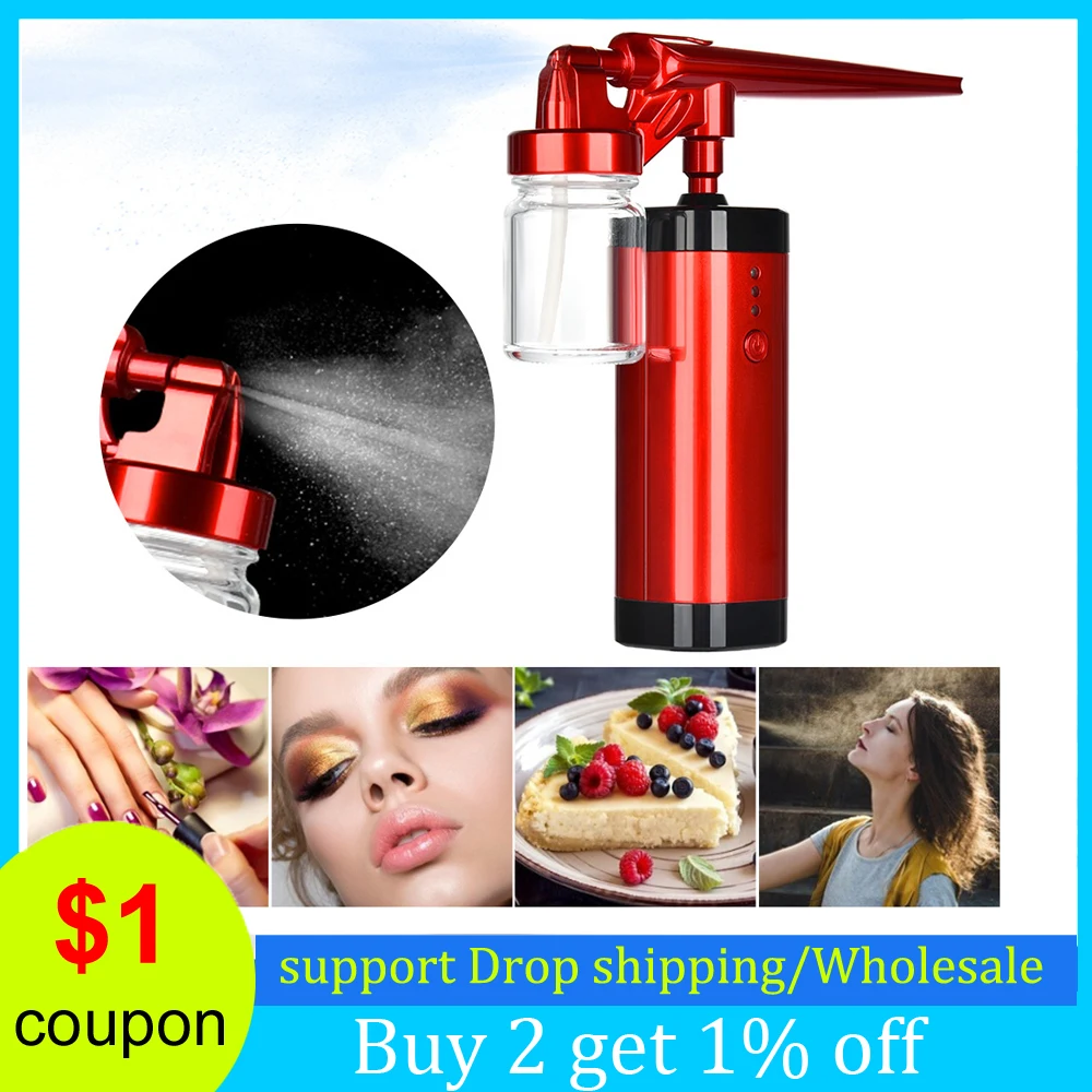 

0.03mm Nozzle Airbrush Air Compressor Kit Nano Mist Paint Spray Gun For Face Beauty Nail Art Desgin Tattoo Craft Cake Facia Tool