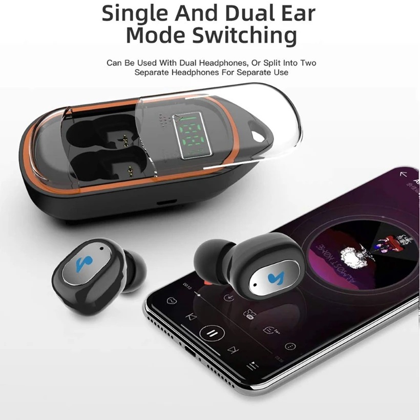 Портативные беспроводные Bluetooth наушники HiFi стерео наушники-вкладыши бинауральные наушники TWS Handsfree Музыкальная гарнитура зарядная док-станция