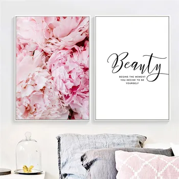 

Nordic Minimalist Flower Wall Art Canvas Painting Print Bloom Peony Canvas Poster Wall Pictures For Living Room Home Decor YX190