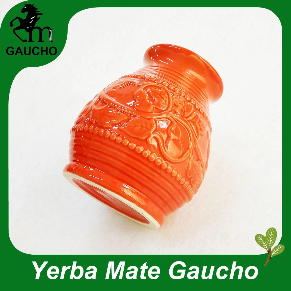 1 шт./лот, нежные керамические чашки в Аргентине Yerba mate, Calabaza с узором в виде тиснения, лидер продаж, MT002-250, коралл