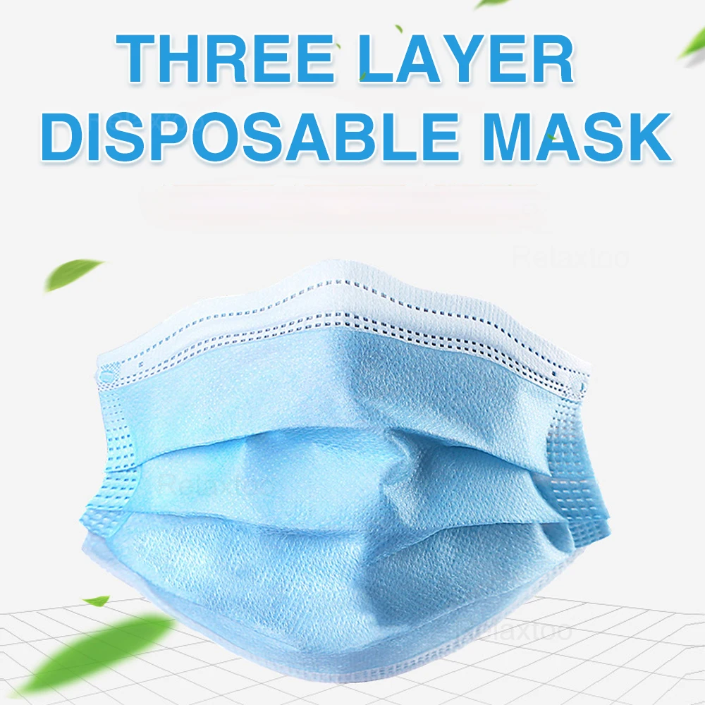 50Pcs Disposable Non-woven 3-layer Face Mask Breathable Mask With Elastic Earband Breathable Adult Mouth Masks Fast delivery