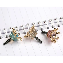 Мини 3,5 мм разъем для наушников Кристалл Стразы Подвески для телефона аудио наушники анти Корона пылезащитный Разъем телефон 3,5 AUX заглушка для порта