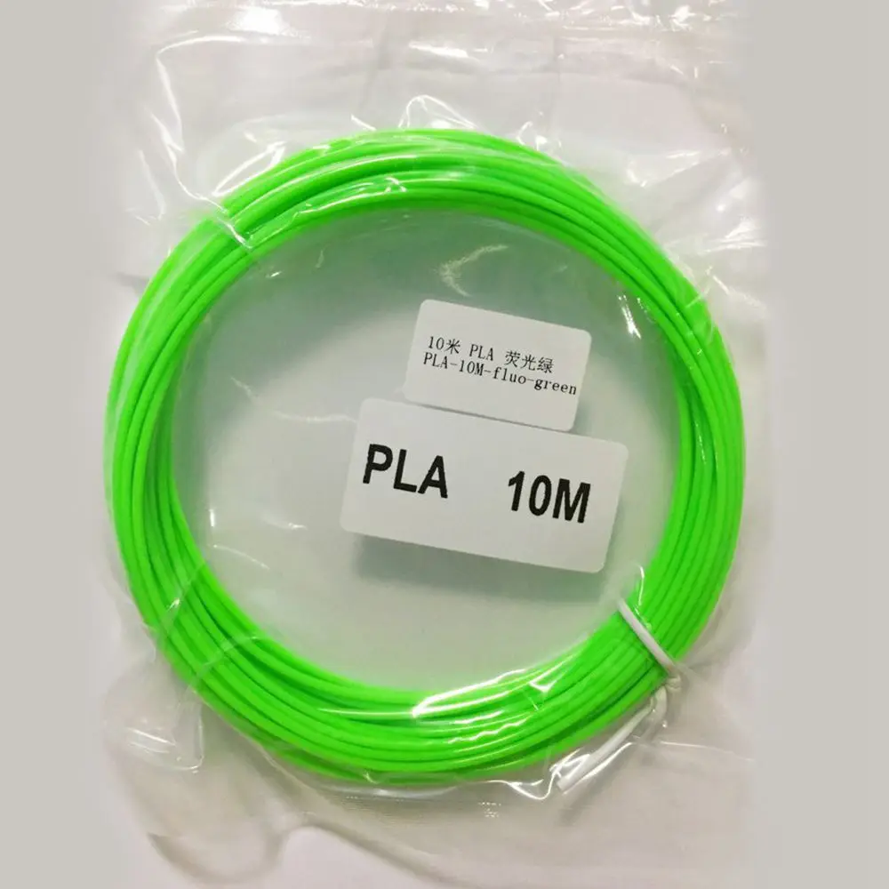 fluo green Нить для 3d принтера, 10 метров, PLA 1,75, подарок на день рождения, нить для 3D ручки, пластиковая PLA нить для 3D печати, ручка для рисования - Цвет: fluo green