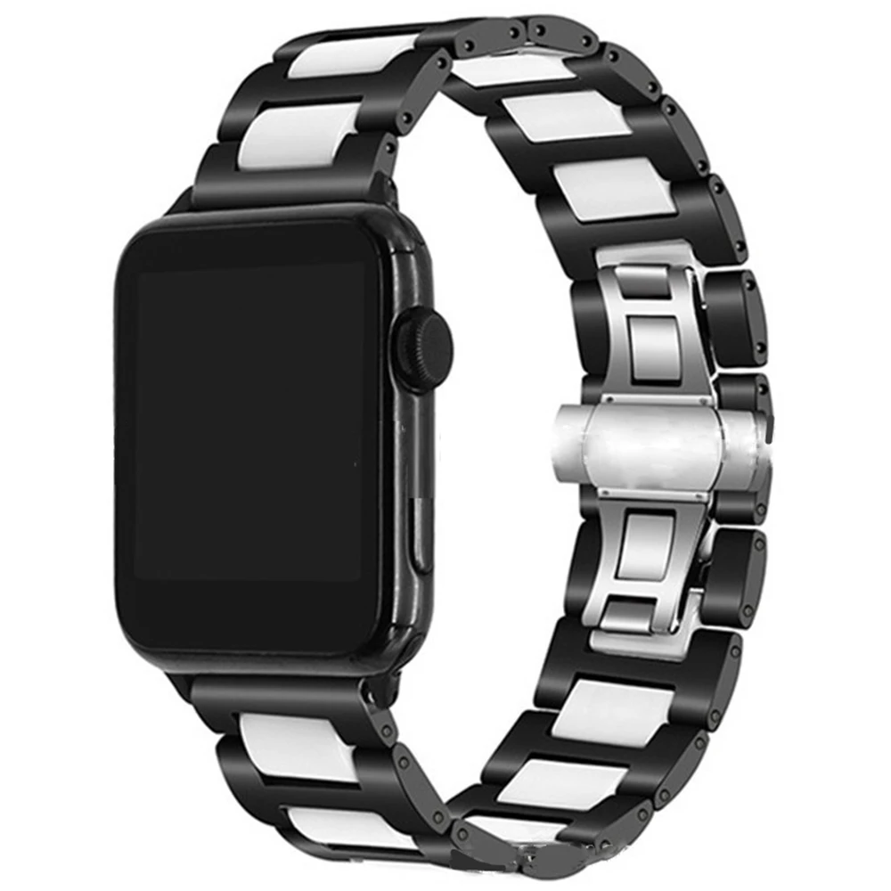 44 мм 40 мм pulseira для Apple Watch ремешок из нержавеющей стали керамика сменный Браслет для iwatch наручные серии 5 4 3 correa