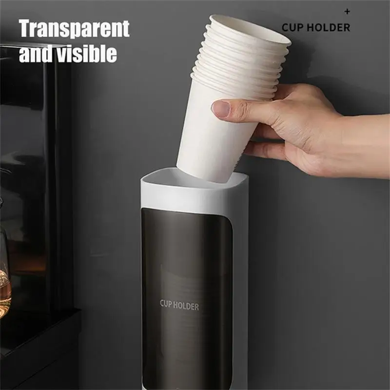 Wall Mounted Disposable Paper Cup Dispenser Pull Type Plastic Cup Holder Anti-Dust Storage Rack Office Tumbler Holders Kitchen cup storage holder paper cup dispenser
