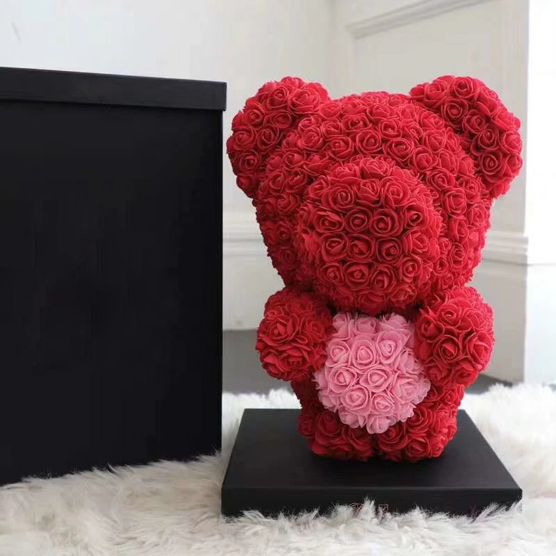 Большой медведь розы с коробкой Роскошная 3D мыльница плюшевый мишка Искусственный цветок розы новогодние подарки дропшиппинг