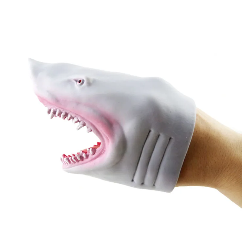 Моделирование морской акулы рука кукла мягкая резиновая Акула перчатка родитель-ребенок Интерактивная игрушка история говорящая кукольный реквизит - Цвет: Grey shark puppet