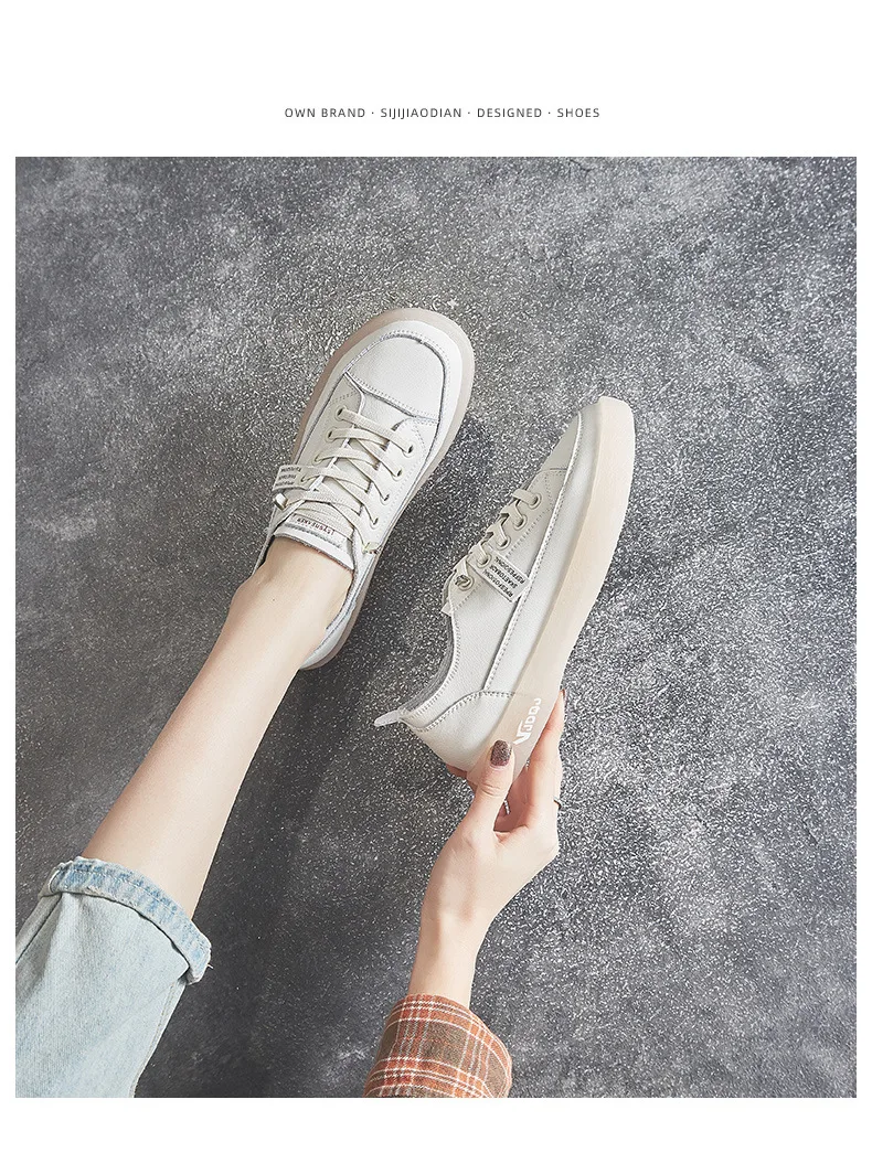 New Leather White Shoes Women's Classic Summer Women's Sneakers Fashion Loafers Soft and Comfortable Women's Sneakers