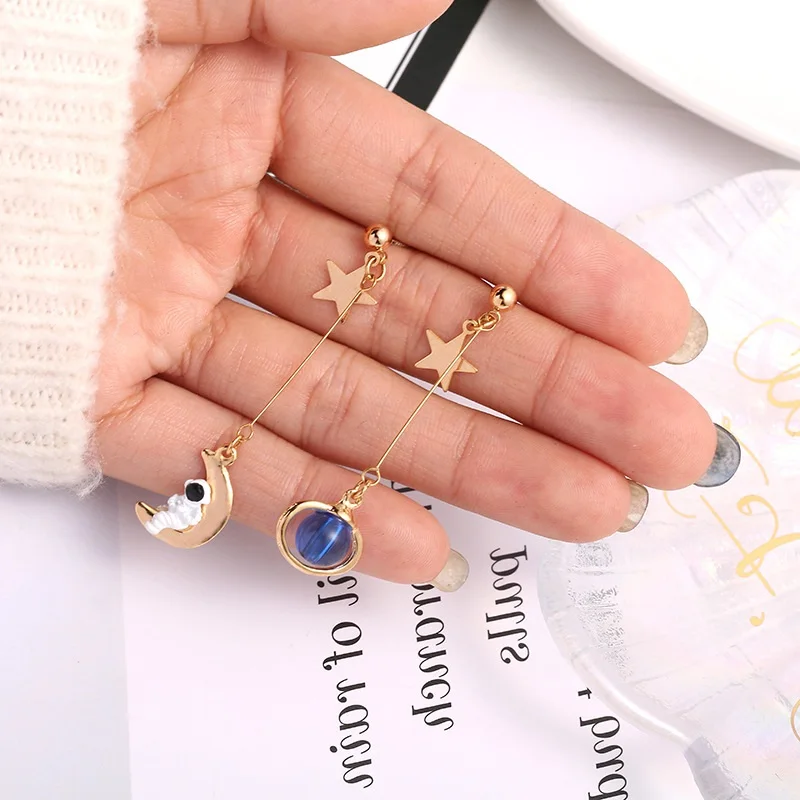 Creative Universe Planet Star Astronaut Tassel Drop Earrings for Women Girls