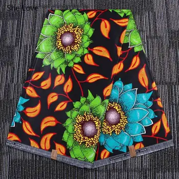 

Chzimade 3Yards Flower Printed Real Wax Farbric 100% Cotton Ankara African Fabric For Party Wedding Dress Making Materials