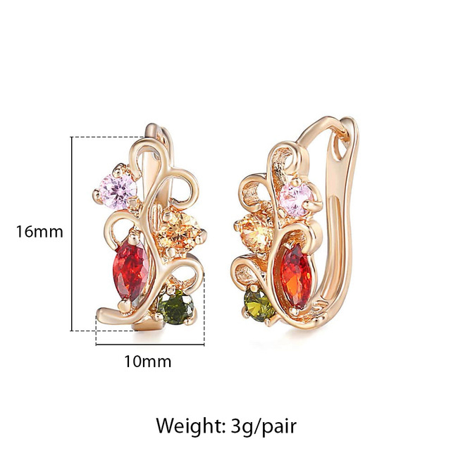 Butterfly Pink CZ Womens Lady Earrings Rose Gold Filled Snap Closure Oval Cubic Zirconia GE67A