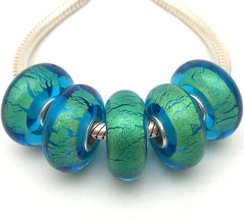 

JGWG1101 5X 100% Authenticity S925 Sterling Silver Beads Murano Glass beads Fit European Charms Bracelet diy jewelry Lampwork