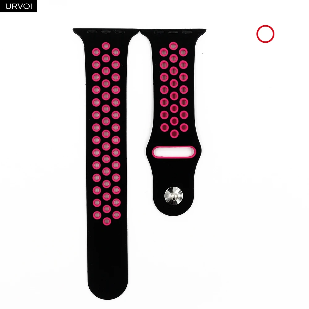 URVOI спортивный ремешок для Apple Watch Nike+ Серия 5 4 3 2 1 силиконовый ремешок для iwatch Дышащие новые цвета 38/40 42/44 мм - Цвет ремешка: Black Pink Blast