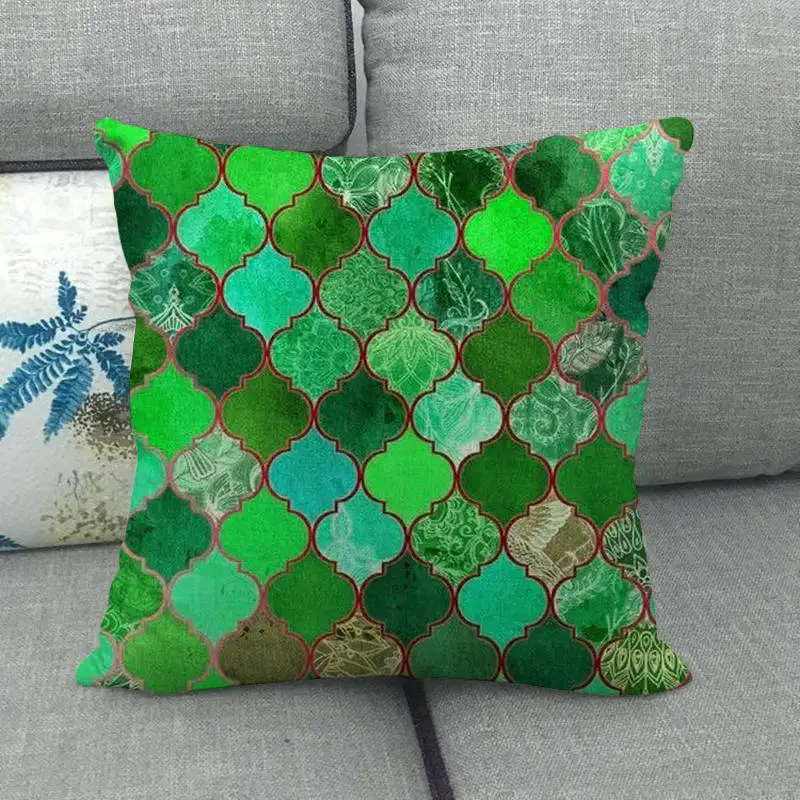 Colorful Geometry Linen Cushion Cover for Sofa Couch Chair Decorative Pillowcase Home Living Room Decor Accessories 45x45cm