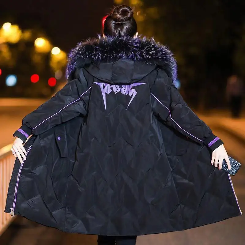 Модное женское длинное меховое пальто с капюшоном, женские золотые бархатные утепленные хлопковые куртки с буквенным принтом, женские повседневные свободные теплые зимние пальто