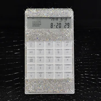 

Creative Ultra-thin Inlay Diamond Office Electronic Calculator Voice Multi-function Shiny Desktop LED Screen Portable Gifts