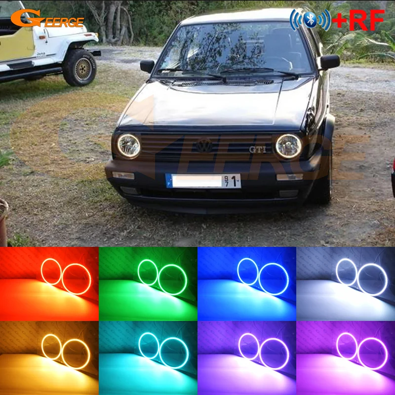 

RF remote Bluetooth APP Multi-Color Ultra bright RGB LED Angel Eyes For Volkswagen VW Golf Mk1 Mk2 GTI Euro headlight 1974-1992