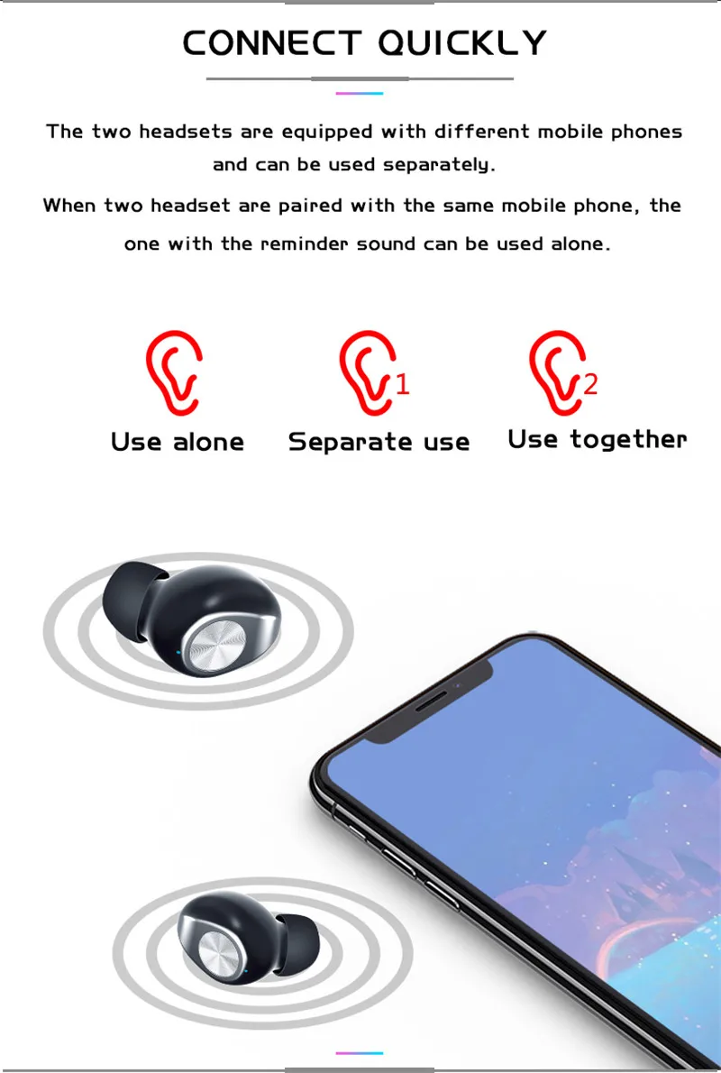 TWS Bluetooth, беспроводные наушники 5,0, сенсорное управление, водонепроницаемые, Автоматическое Сопряжение, гарнитура с 400 мАч, внешний аккумулятор для телефона