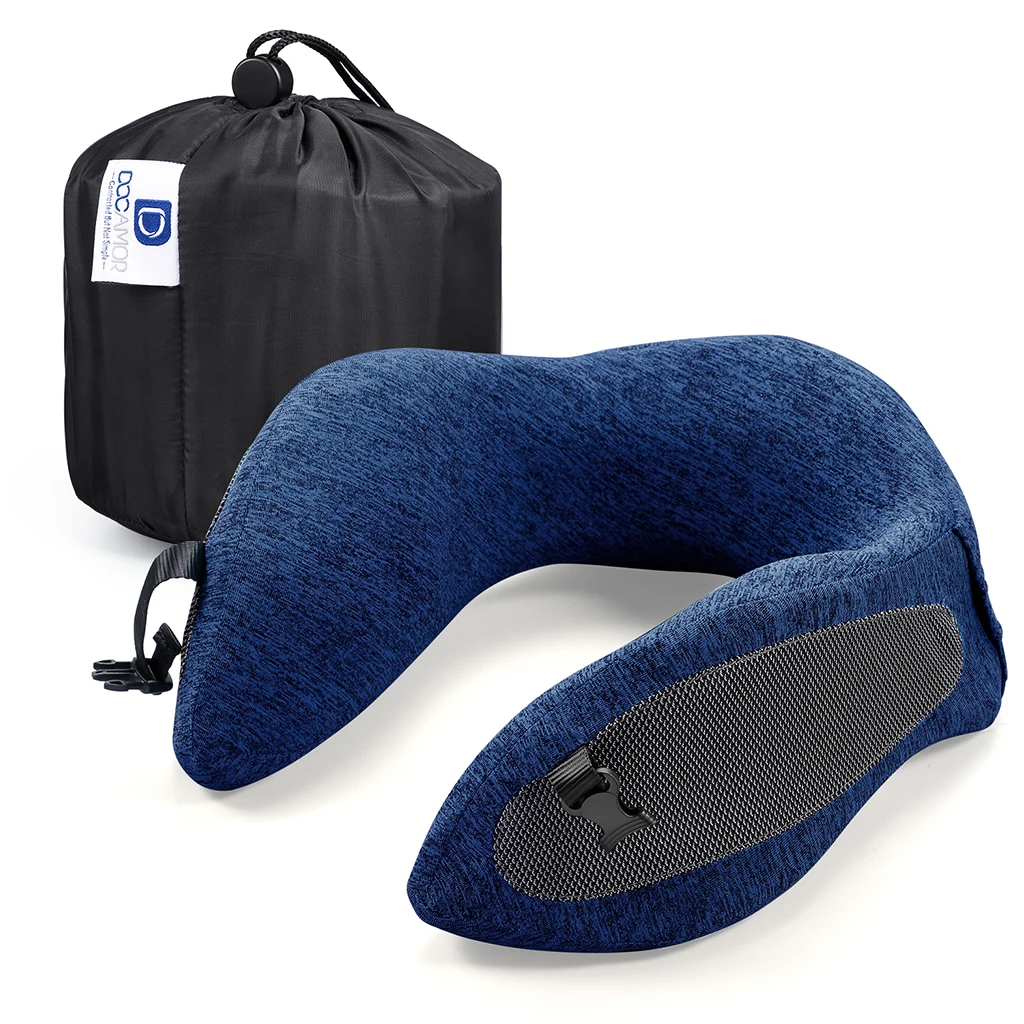 Memory Foam Travel Neck Pillow U-Shaped Support Headrest Adjustable Size Plane Train Car Bus Office Napping With Cover | Дом и сад