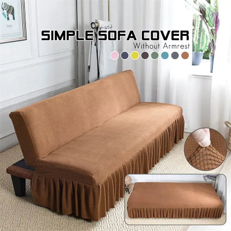 Stretch Elastic Armless Sofa Bed Couch Cover Full Folding Futon Slipcover 