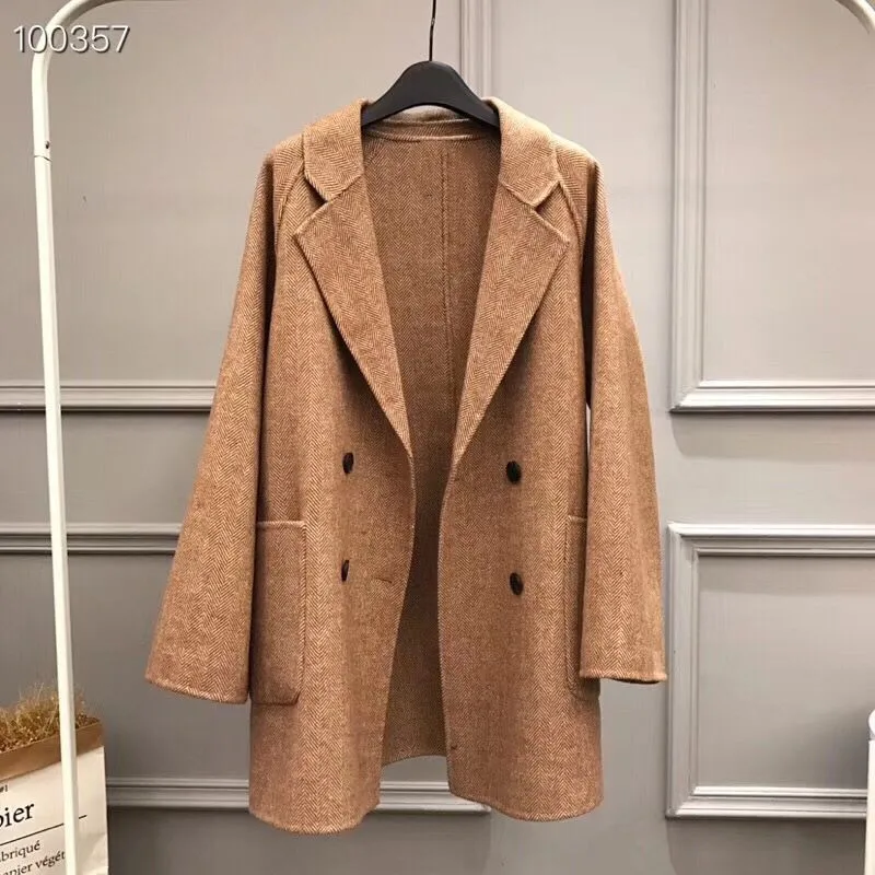 Export Autumn And Winter New Style Double-Sided Duffle Coat Elegant Mid-length Woolen Jacket Overcoat