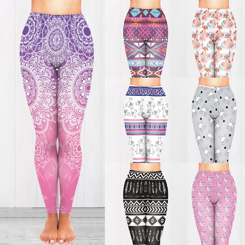 

2020 Fashion Female Printed Leggings Push Up Full-Length Workout Pants Running Fitness Leggings Slim Soft Capri