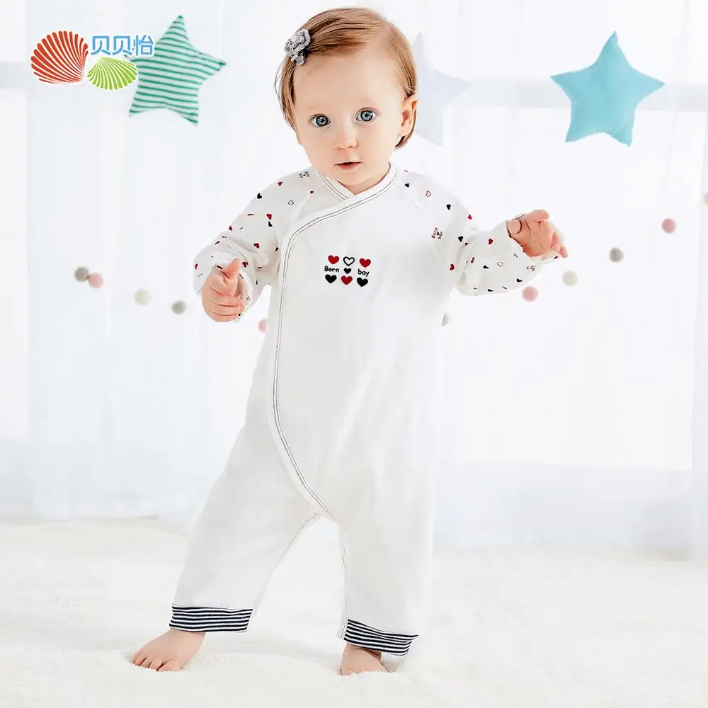

Bornbay Newborn love print bodysuit straps Velcro jumpsuit Soft cotton comfort baby clothes
