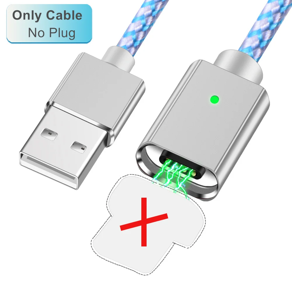 Магнитный кабель Олаф Micro USB, быстрая зарядка, 3А, шнур microusb для xiaomi, huawei, Android, быстрый кабель для мобильного телефона, провод для передачи данных - Цвет: Only  Silver Cable